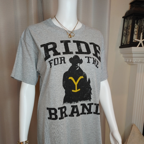 Changes YELLOWSTONE Short-Sleeve Ride for the Brand T-Shirt, Grey M - Picture 3 of 8